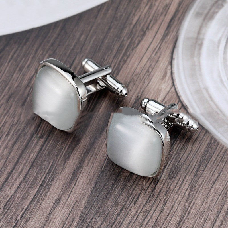 High-End Opal Gentleman Business French Cufflinks