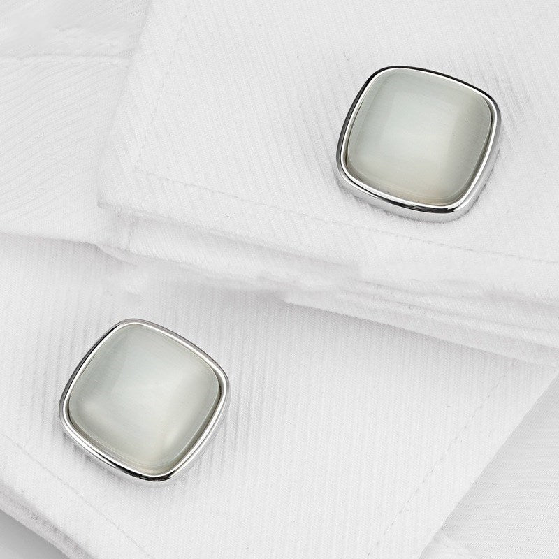 High-End Opal Gentleman Business French Cufflinks