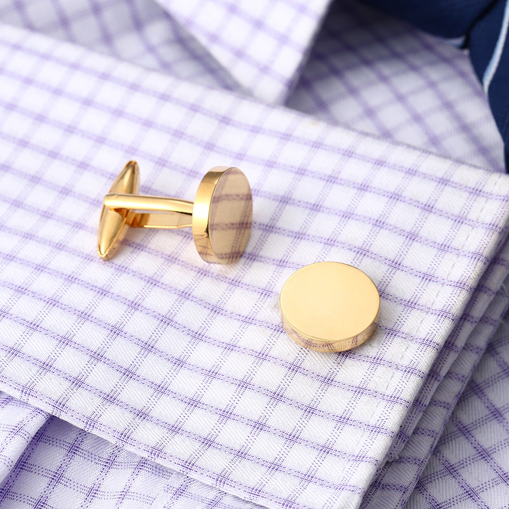 High-Quality French Round Shirt Cufflinks