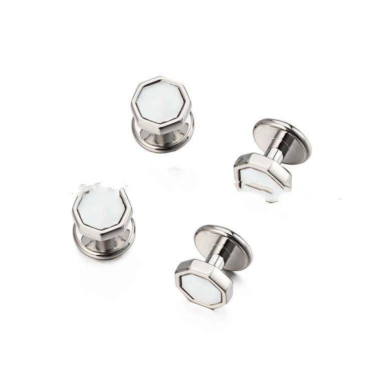 High-End Octagonal French White Shell Cufflinks