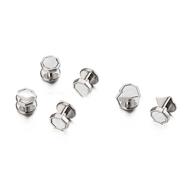 High-End Octagonal French White Shell Cufflinks