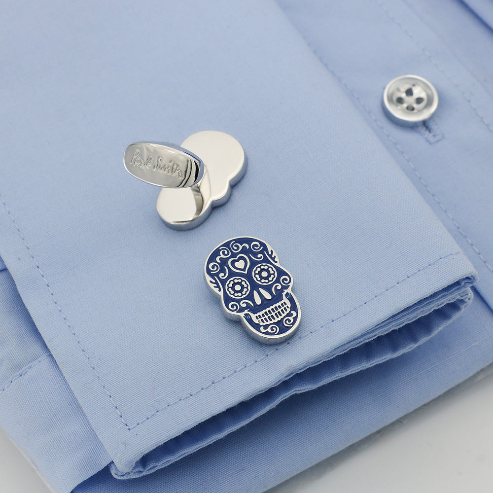 Pure Copper Flower Skull French Cufflinks