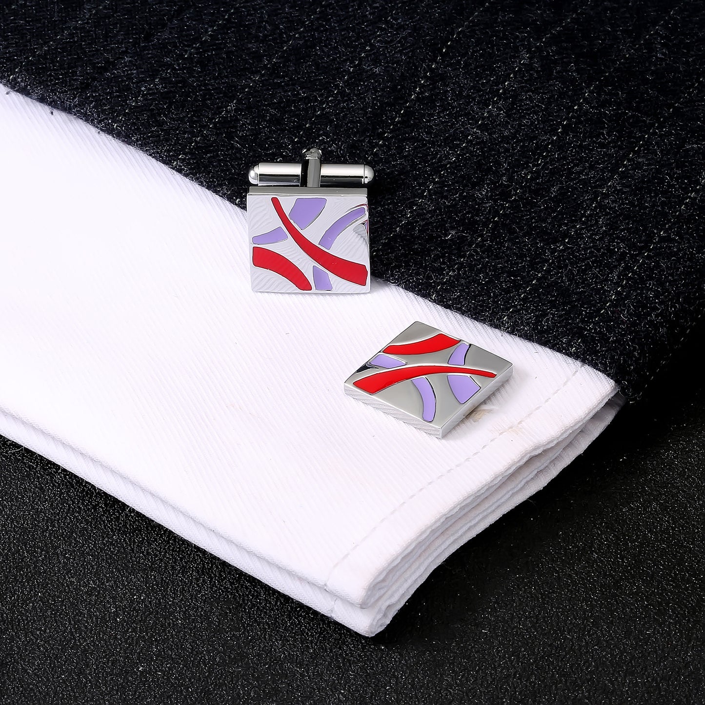 Square Color Drip Glaze Business Shirt Cufflinks