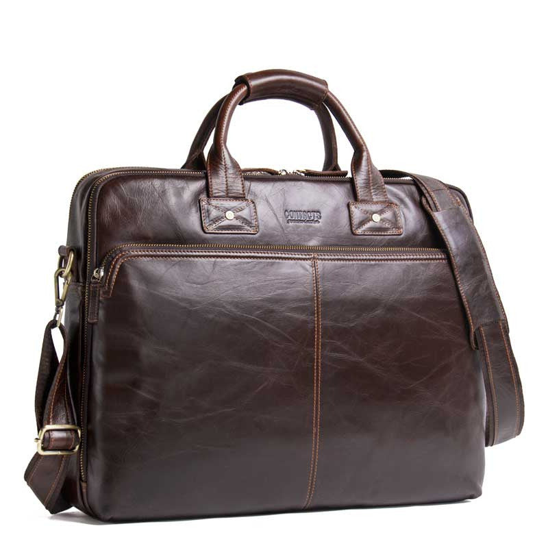 Casual Leather Business Briefcase Large Capacity Men's Shoulder Bag