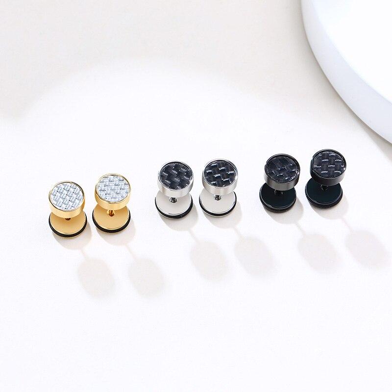 Cycolinks Stainless Steel Carbon Fiber Stud Earrings