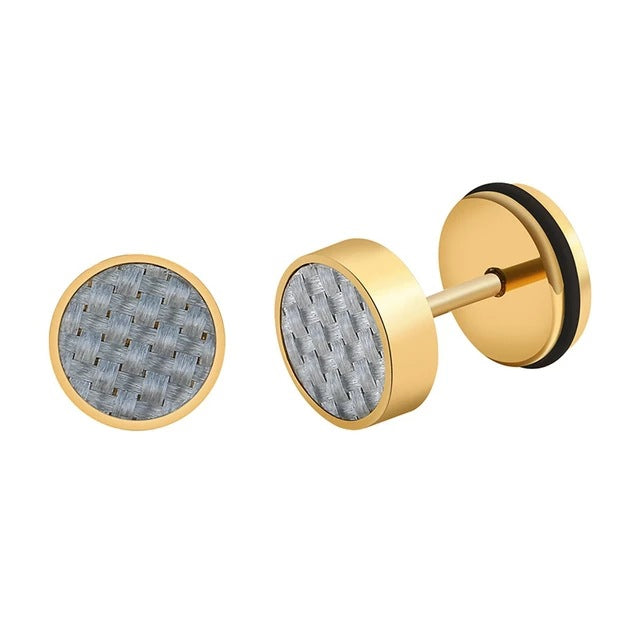 Cycolinks Stainless Steel Carbon Fiber Stud Earrings