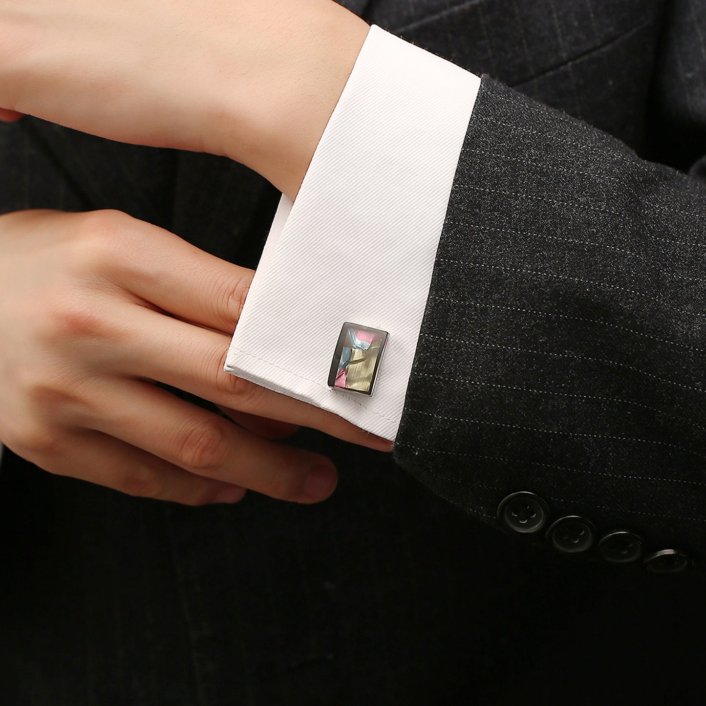 Factory Custom Hot Square Color Sand Cufflinks