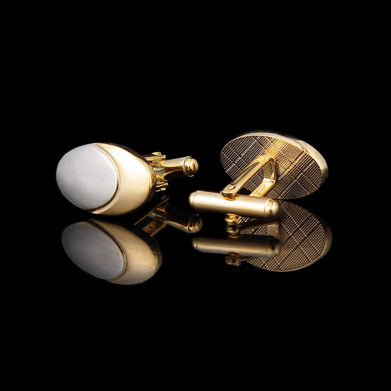 Real Gold Plating Two-Tone Brushed Men's Cufflinks