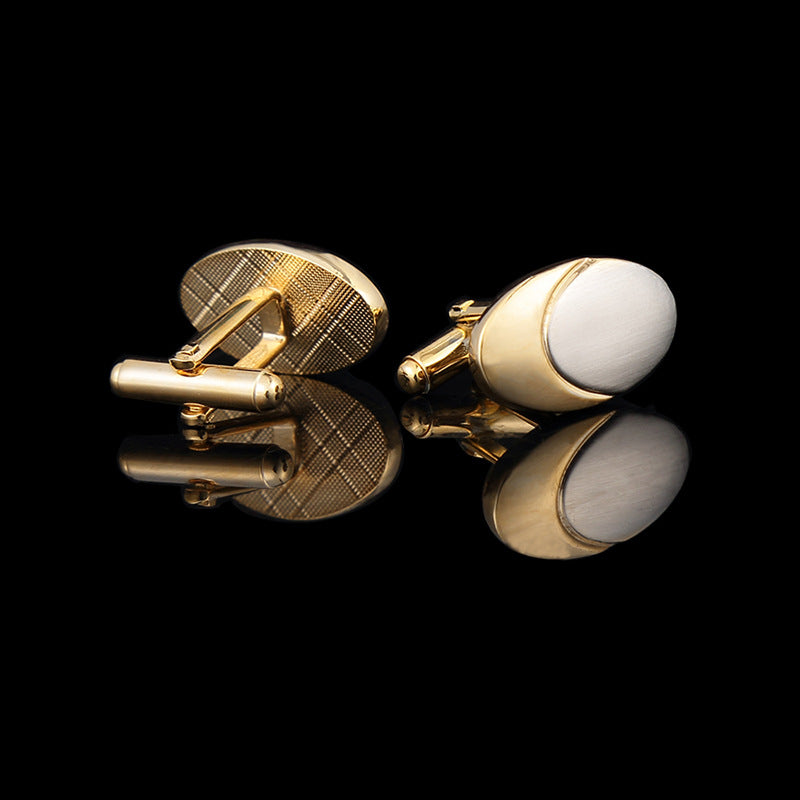 Real Gold Plating Two-Tone Brushed Men's Cufflinks