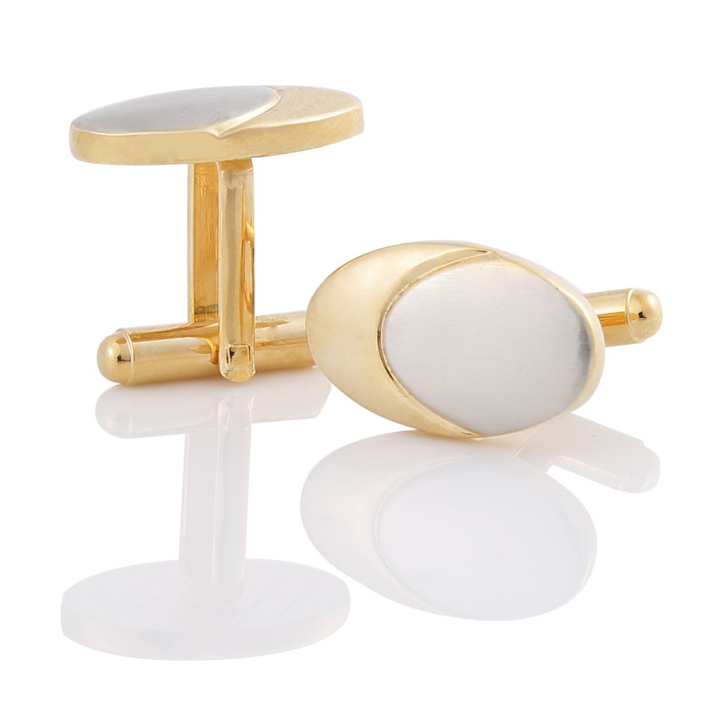 Real Gold Plating Two-Tone Brushed Men's Cufflinks