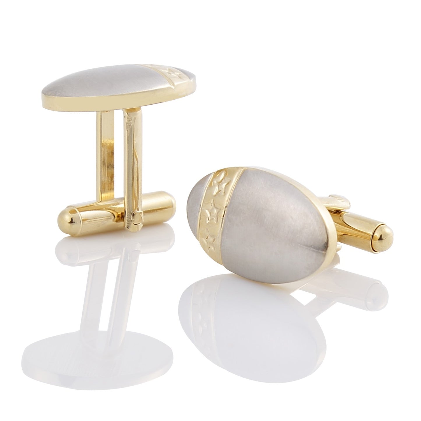 Real Gold Two-Tone Electroplating Brushed French Cufflinks