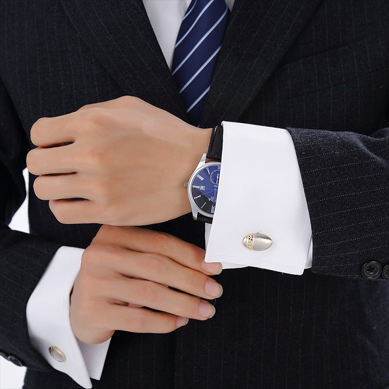 Real Gold Two-Tone Electroplating Brushed French Cufflinks