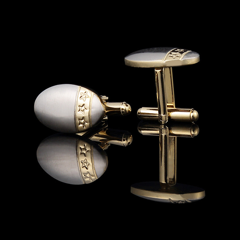 Real Gold Two-Tone Electroplating Brushed French Cufflinks