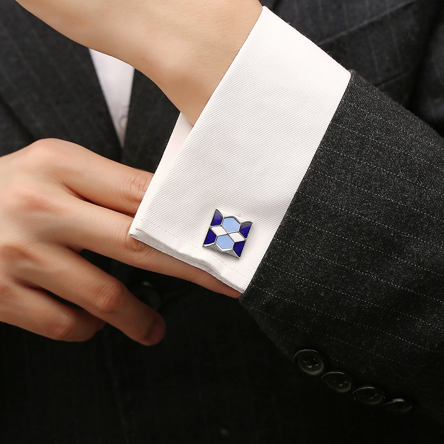 French Simple Cufflinks With Copper Drip Glaze