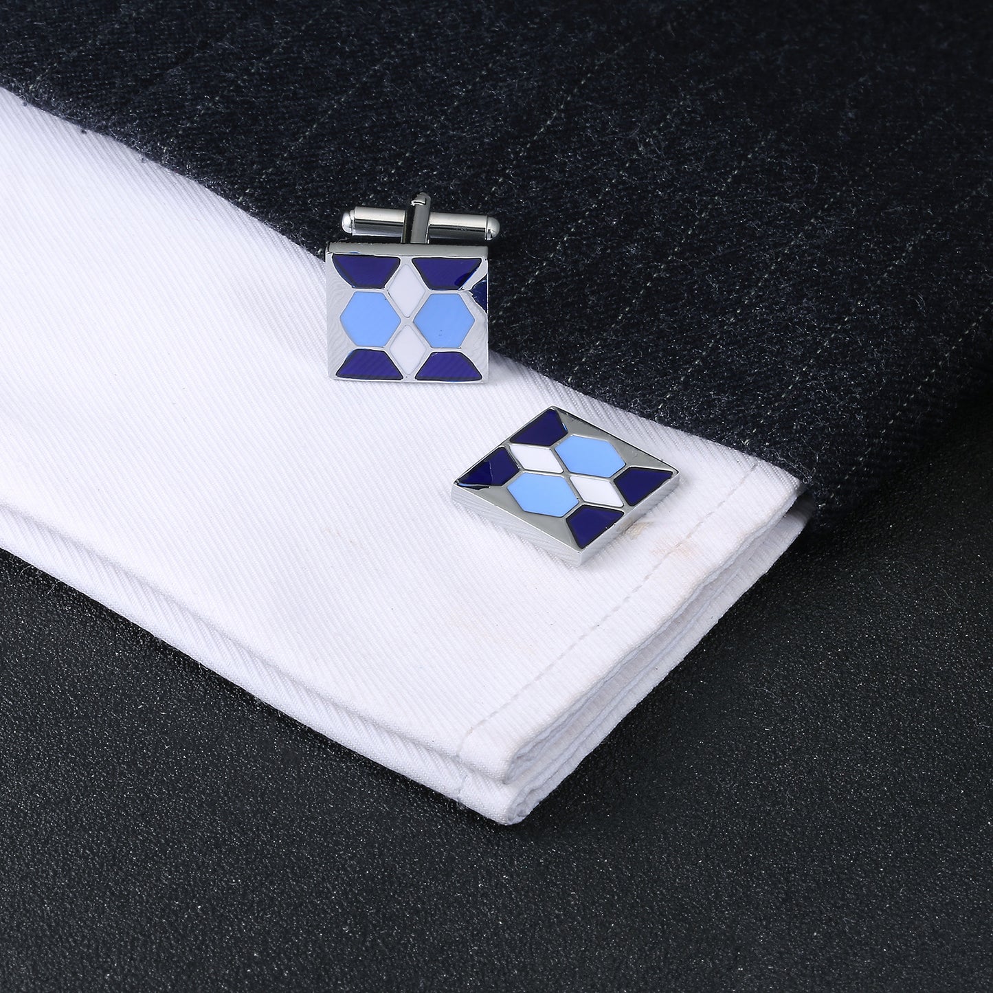 French Simple Cufflinks With Copper Drip Glaze