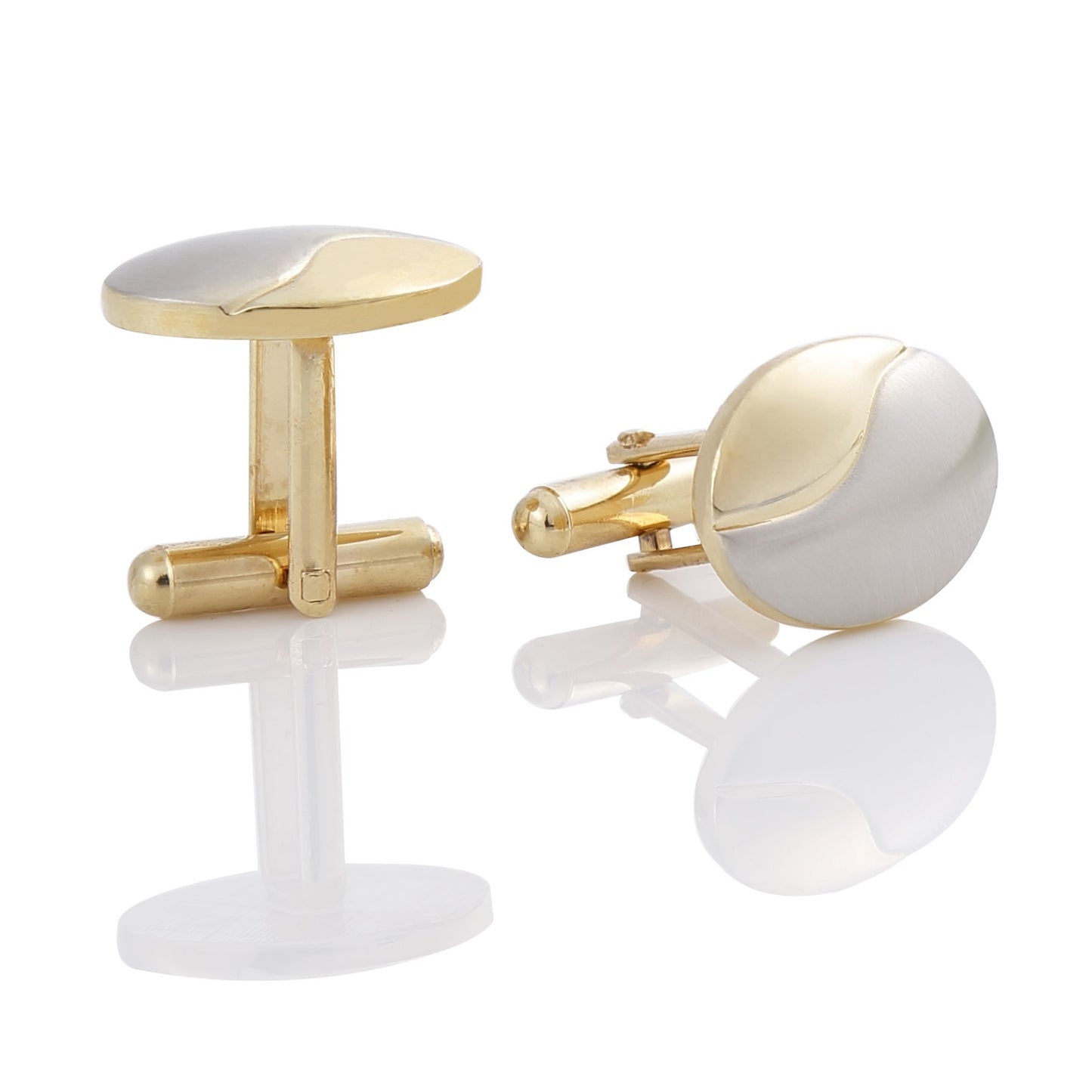 Electroplating Two-Tone Men's Cufflinks Gold Brushed Cufflinks