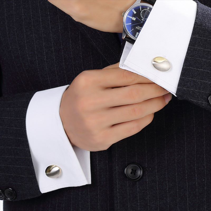 Electroplating Two-Tone Men's Cufflinks Gold Brushed Cufflinks