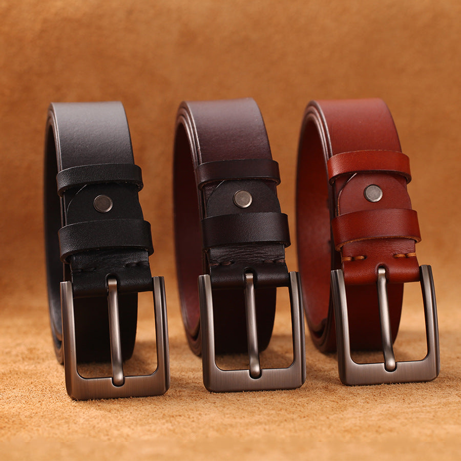 Men's Business Casual First Layer Cowhide Pin Buckle Belt