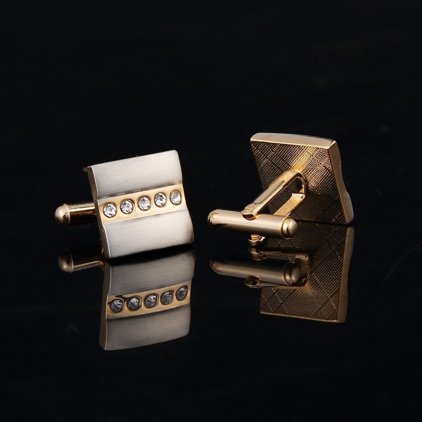 Two-Tone Brushed Metal Copper Men's Cufflinks