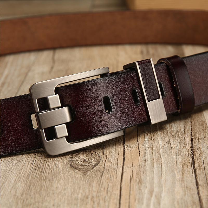 Vintage Men's Leather Belt With Buckle