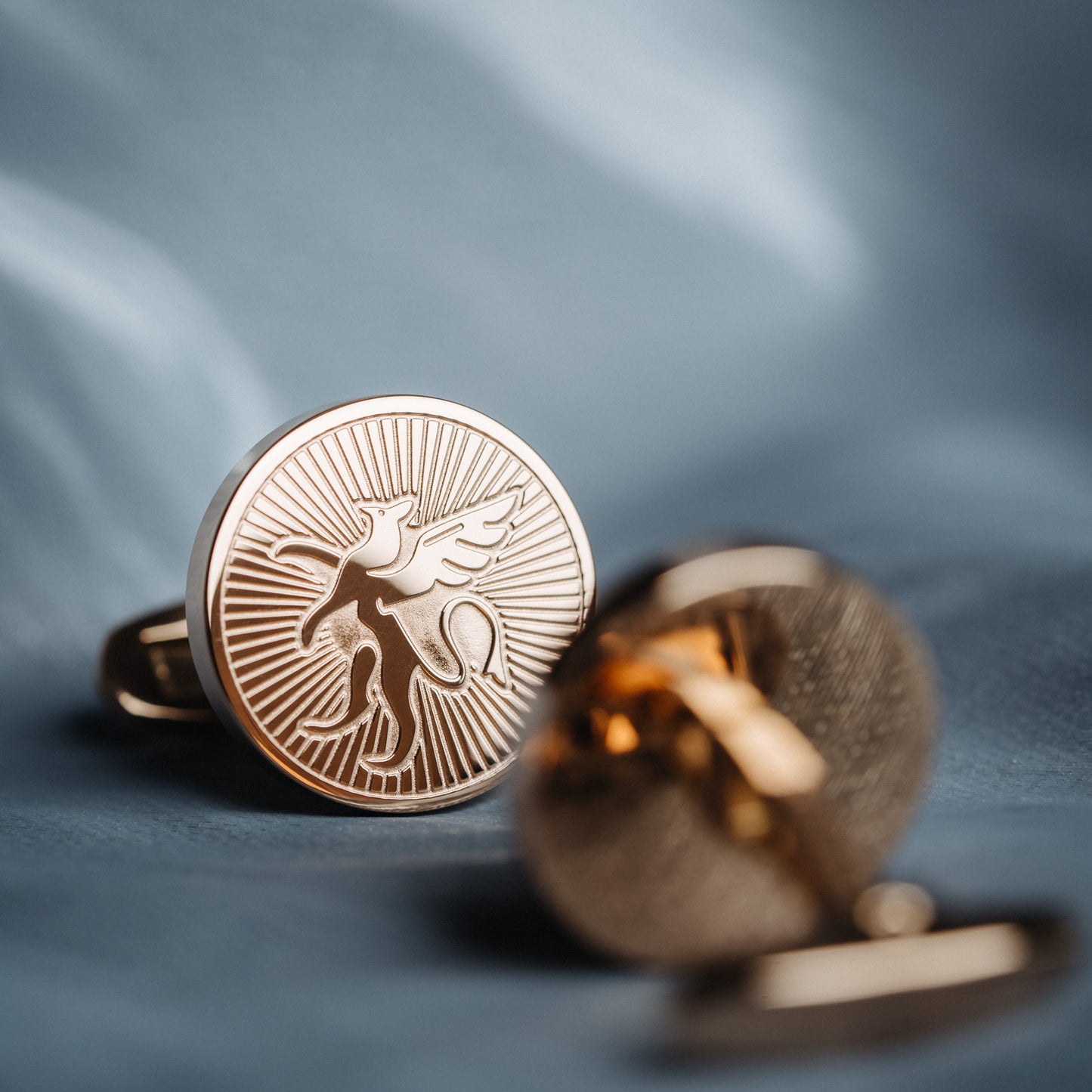 French Rose Gold Cufflinks Men's Business