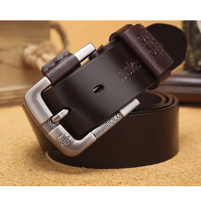 Hot Creative Belt Men's Leather Belt Factory Direct Sales Cowhide Belt Pin Buckle Belt