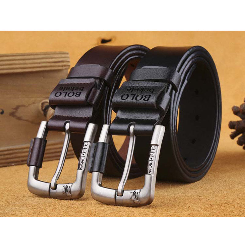 Hot Creative Belt Men's Leather Belt Factory Direct Sales Cowhide Belt Pin Buckle Belt