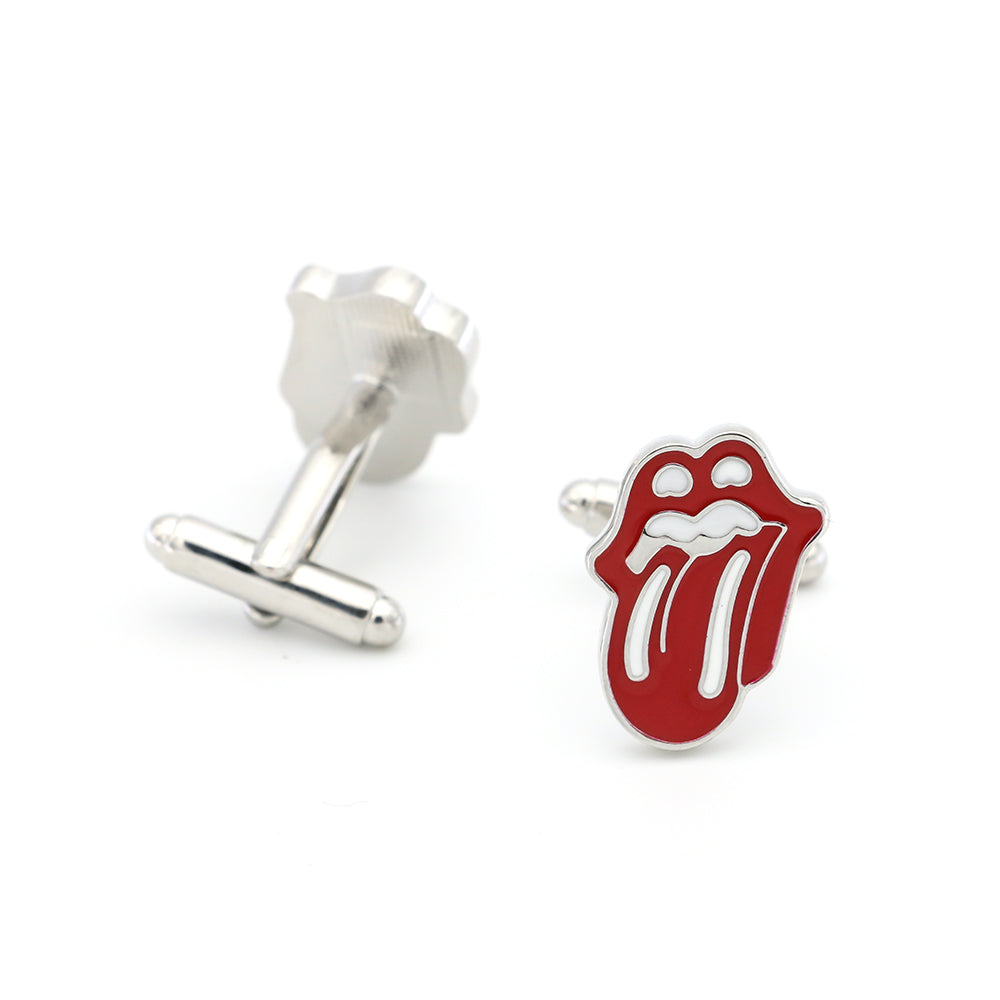 Mens Red Lip Cufflinks Rock Design High Quality Brass Material Red Cufflinks