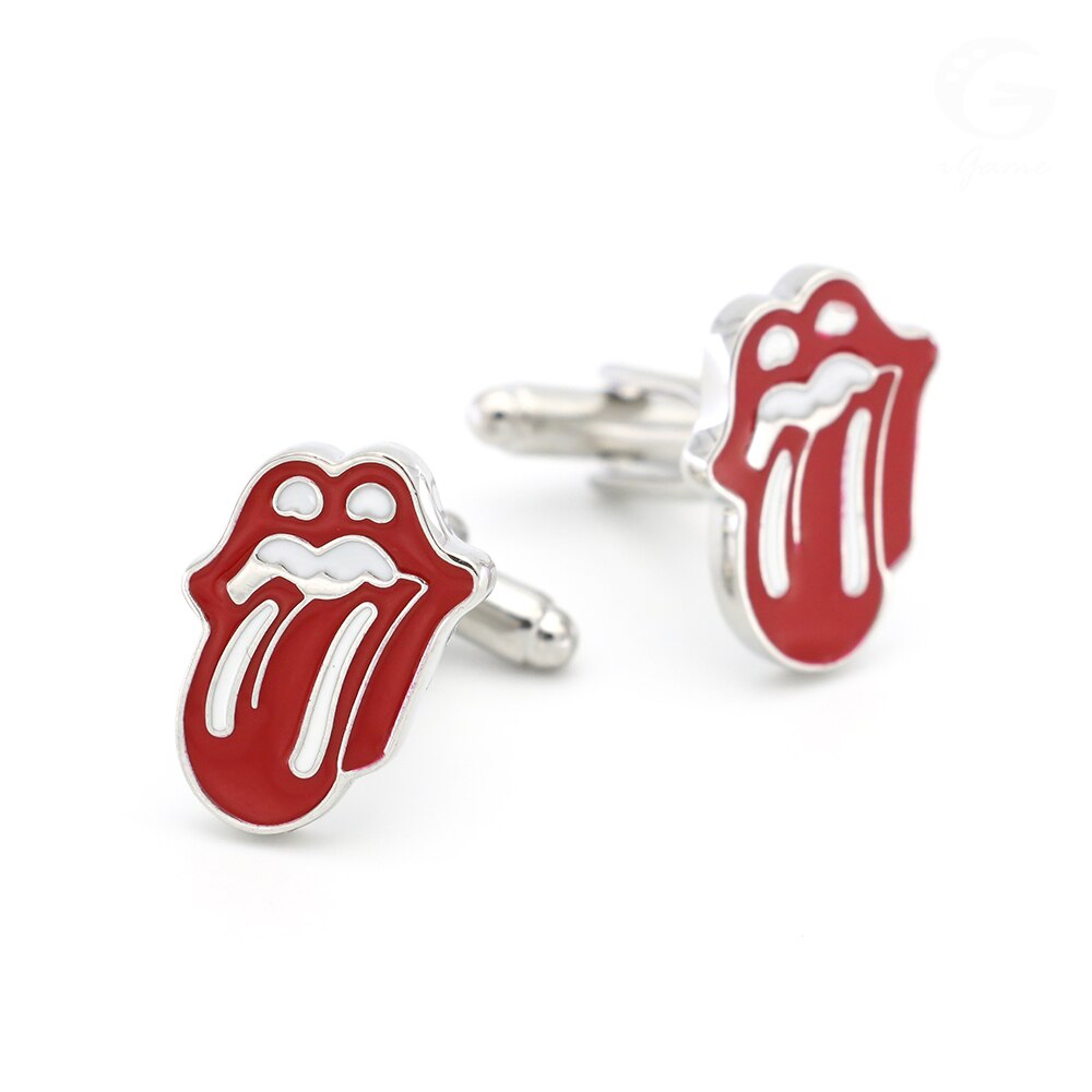 Mens Red Lip Cufflinks Rock Design High Quality Brass Material Red Cufflinks