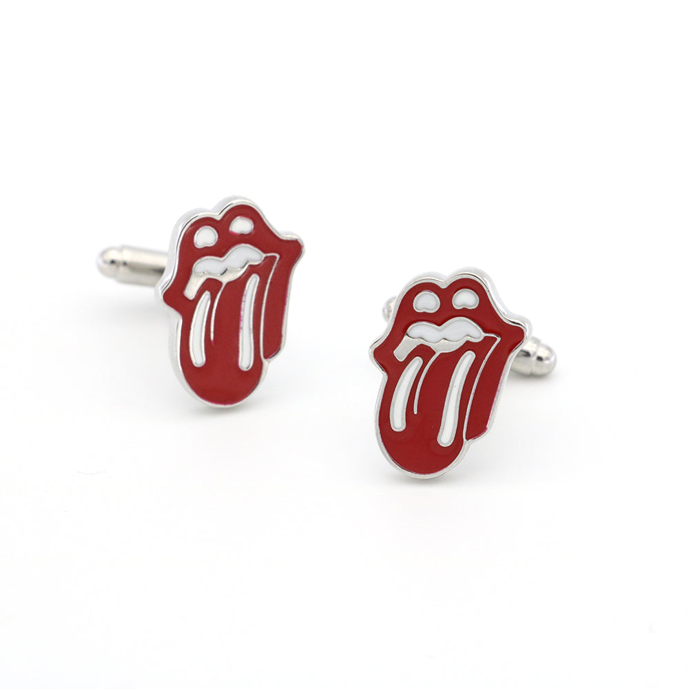 Mens Red Lip Cufflinks Rock Design High Quality Brass Material Red Cufflinks