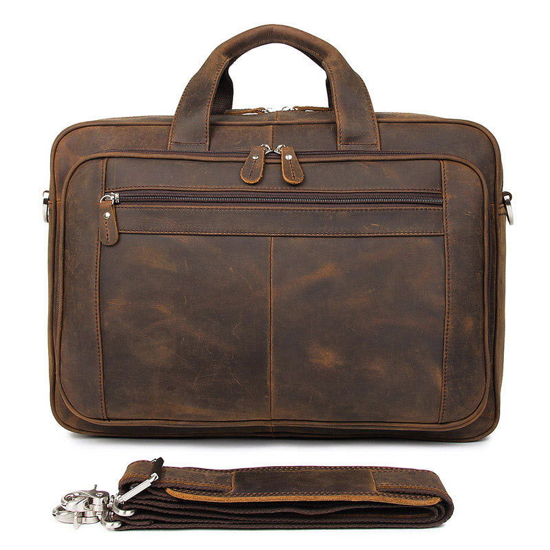 Fashion Men's Crazy Horse Leather Laptop Bag