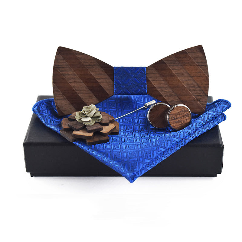 Bow Tie Set Square Scarf Cufflinks Brooch Set