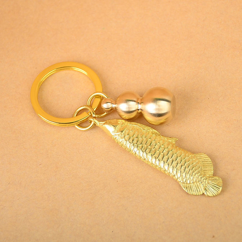 Brass Five Emperor Money Gourd Keychain Pendant