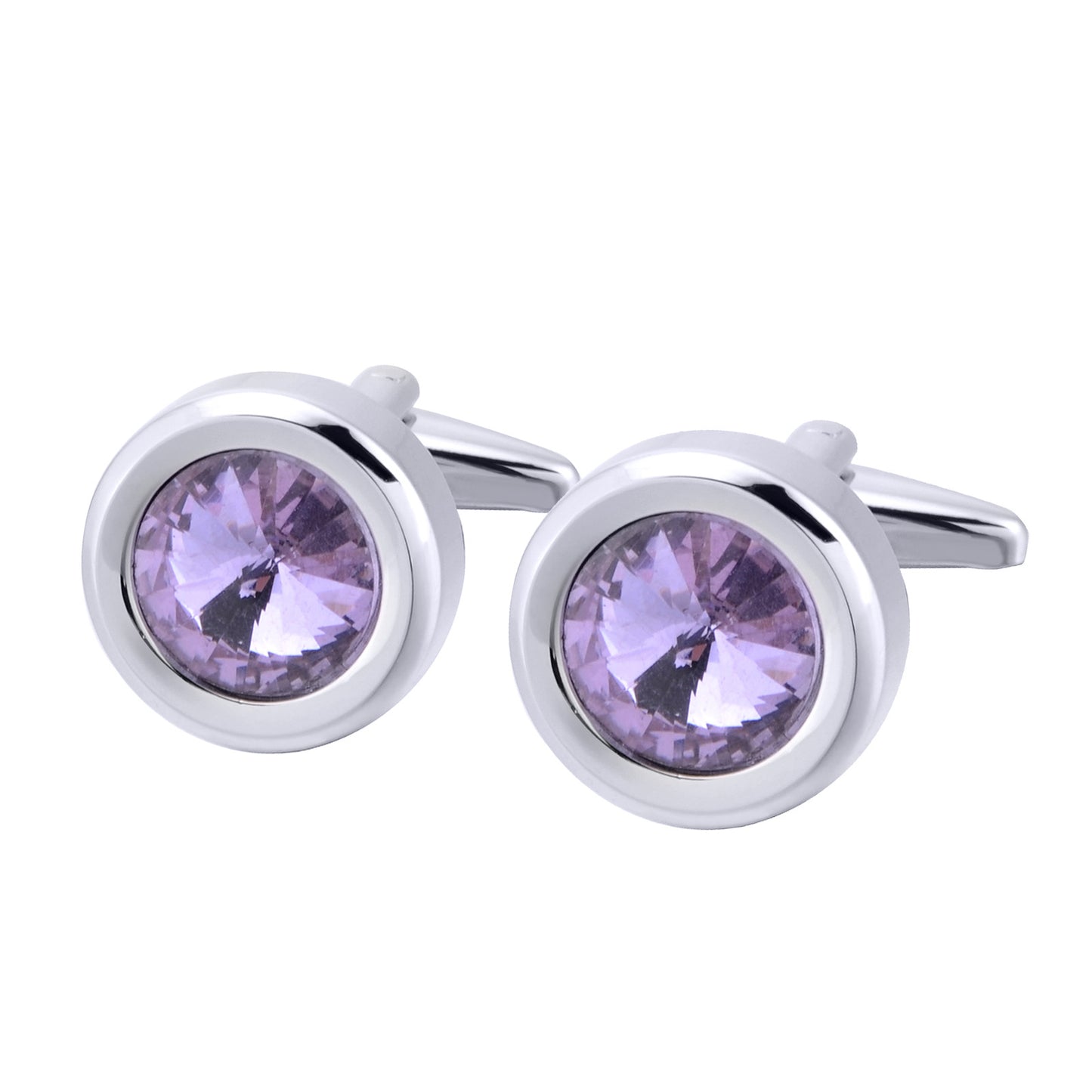 Round Multi-Faceted Satellite Diamond Crystal Cufflinks Men and Women French Cufflinks