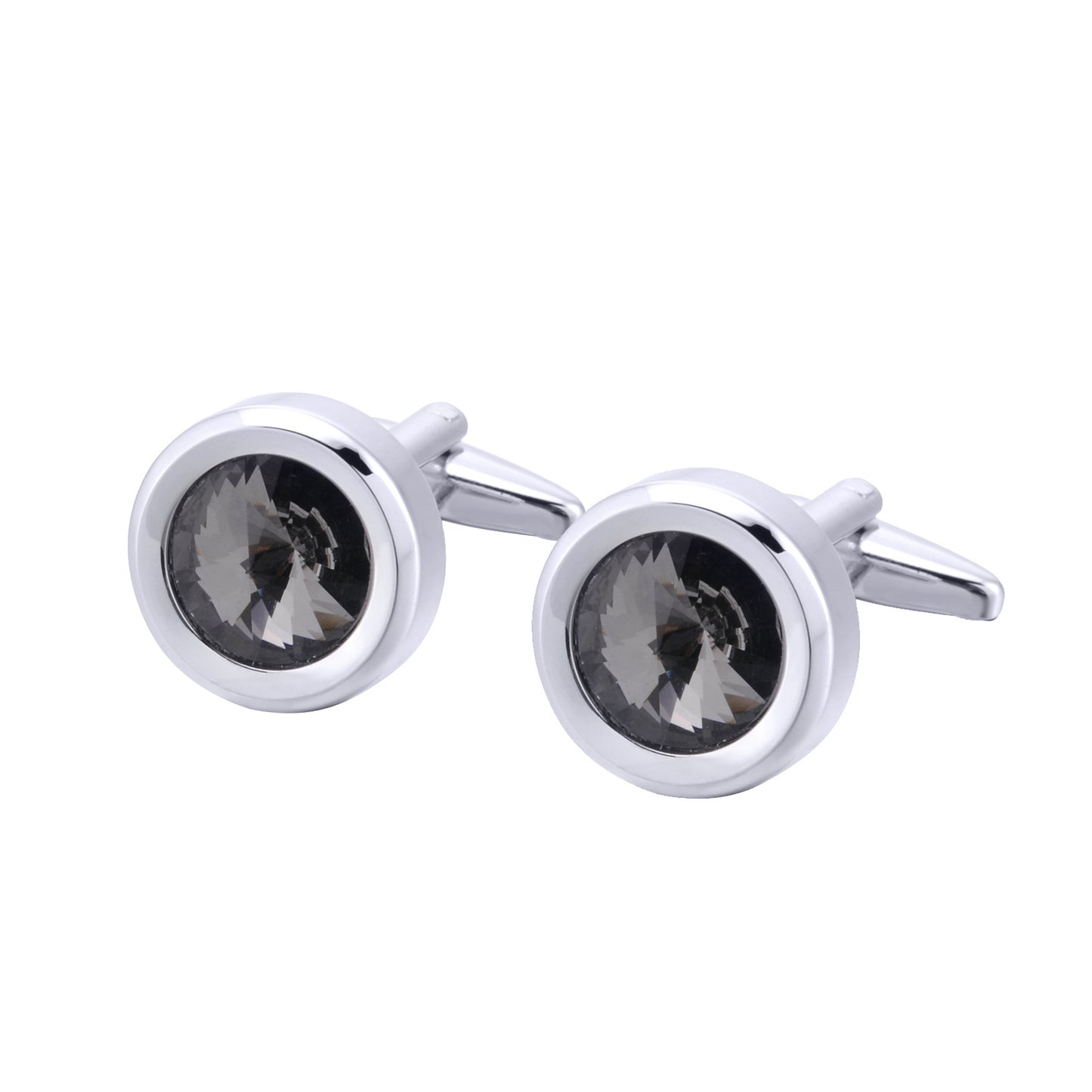 Round Multi-Faceted Satellite Diamond Crystal Cufflinks Men and Women French Cufflinks