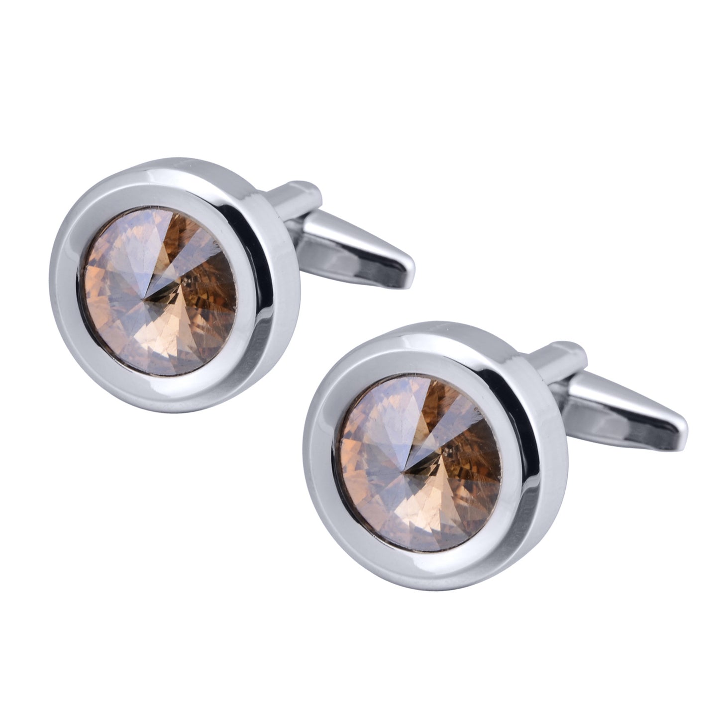 Round Multi-Faceted Satellite Diamond Crystal Cufflinks Men and Women French Cufflinks