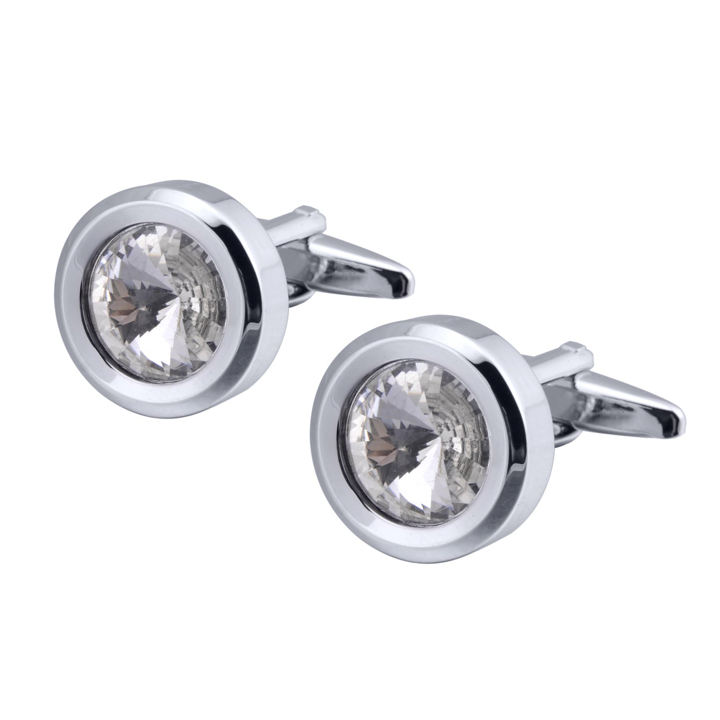 Round Multi-Faceted Satellite Diamond Crystal Cufflinks Men and Women French Cufflinks