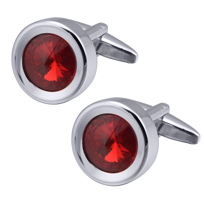 Round Multi-Faceted Satellite Diamond Crystal Cufflinks Men and Women French Cufflinks