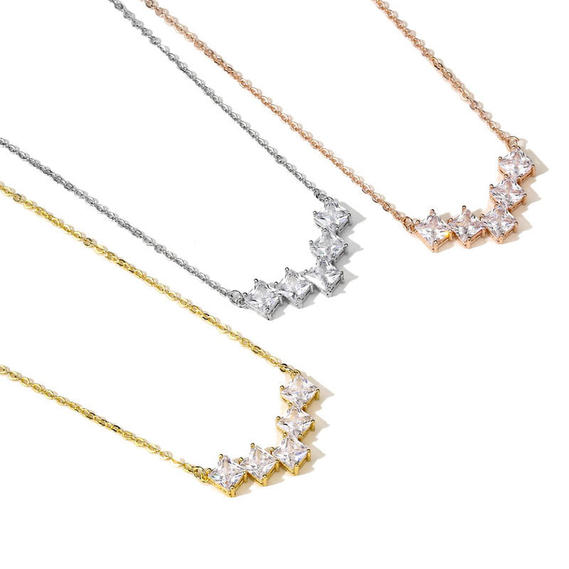 Geometric Necklace Pendant Diamond Niche Design Net Celebrity Trend Light Luxury Clavicle Chain