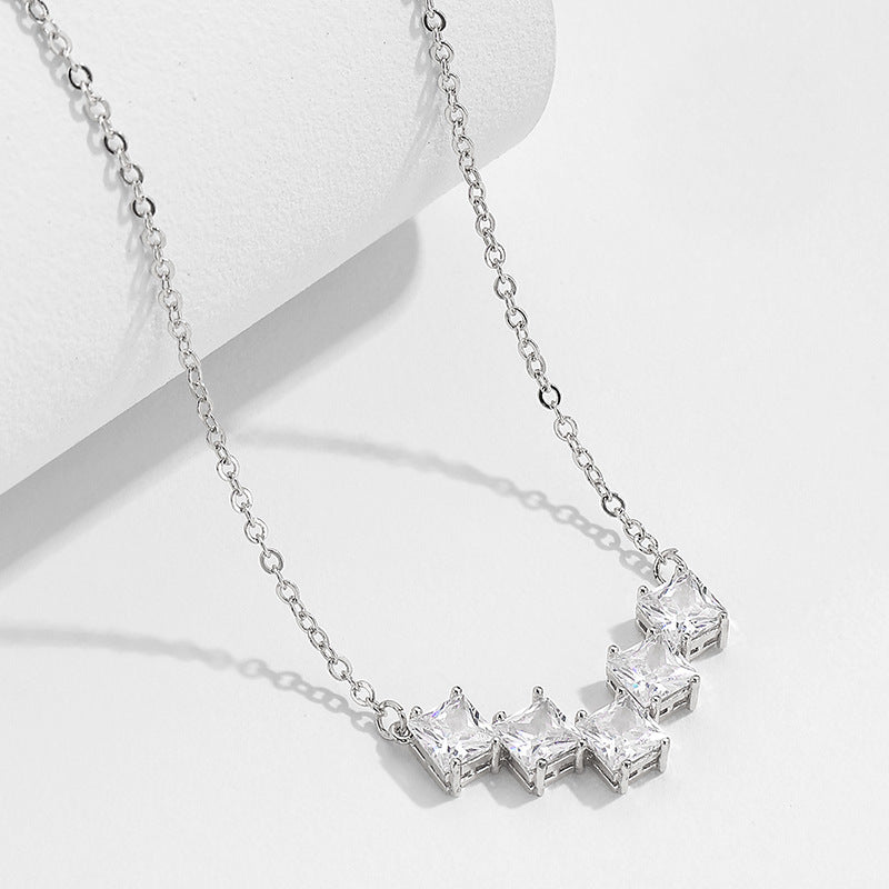 Geometric Necklace Pendant Diamond Niche Design Net Celebrity Trend Light Luxury Clavicle Chain