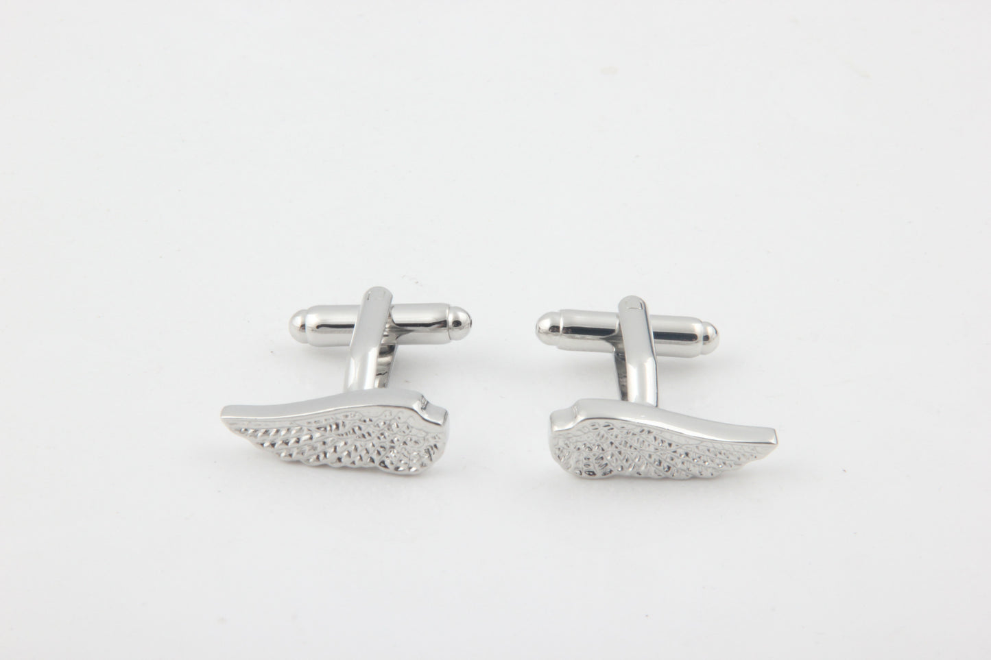 Copper Material Carved Pattern Silver Wings Cufflinks