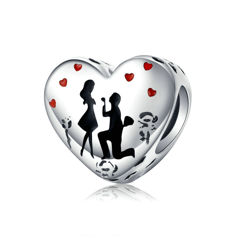 Sterling Silver S925 Creative Romantic Couple Silver Pendant