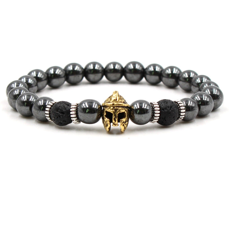 Black Volcanic Rock Leopard Head Lion Head Elastic Bracelet Bracelet