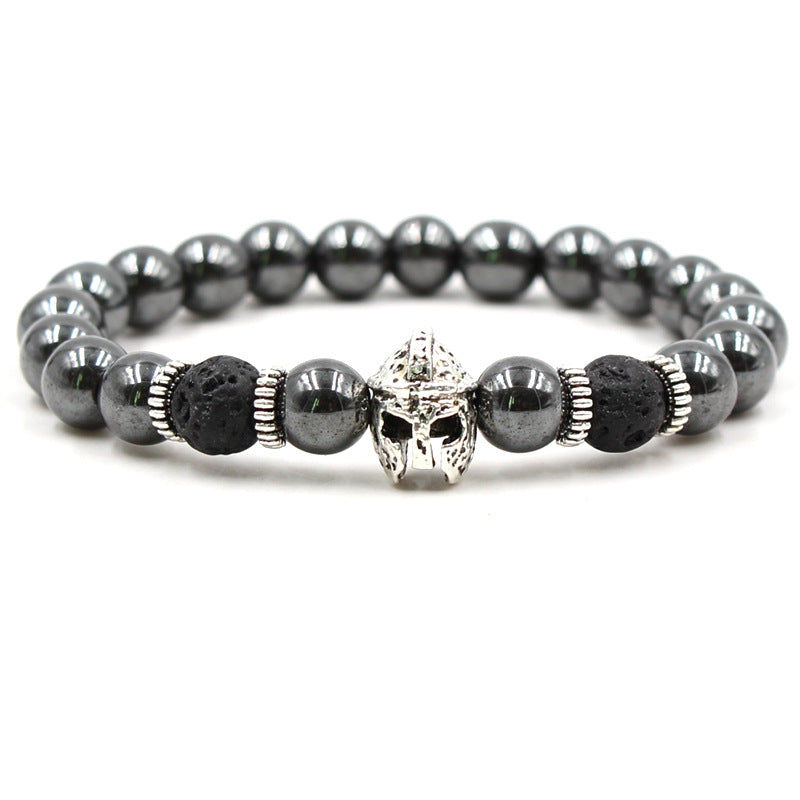 Black Volcanic Rock Leopard Head Lion Head Elastic Bracelet Bracelet