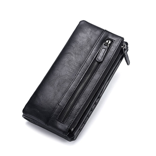 Hot Men's Long Wallet Zipper Wallet Trendy Youth Soft Wallet