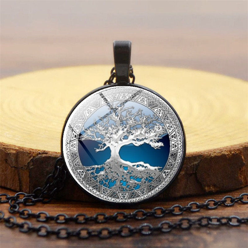 Celtic Tree Time Gemstone Necklace Pendant