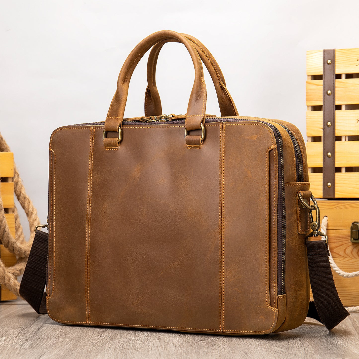 Leather Laptop Business Briefcase