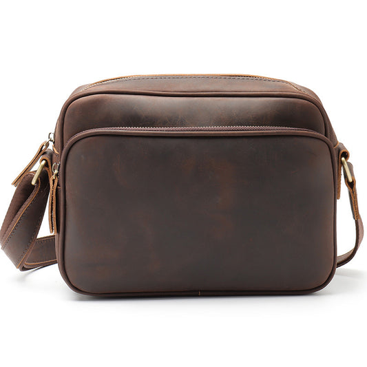 Hot Mens Single Shoulder Messenger Bag Retro Cowhide Casual Business Document Messenger Bag