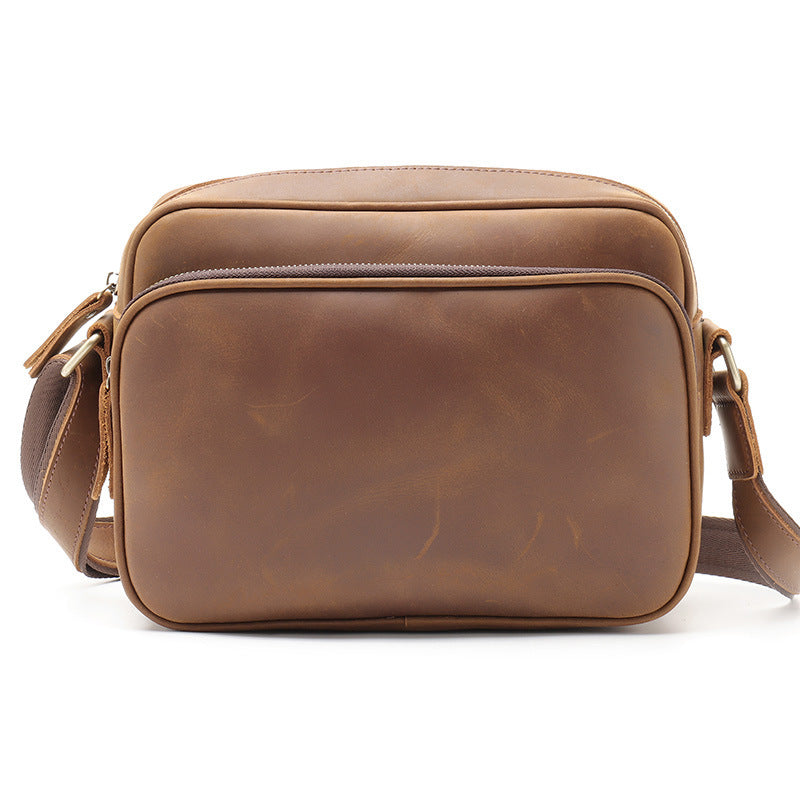 Hot Mens Single Shoulder Messenger Bag Retro Cowhide Casual Business Document Messenger Bag