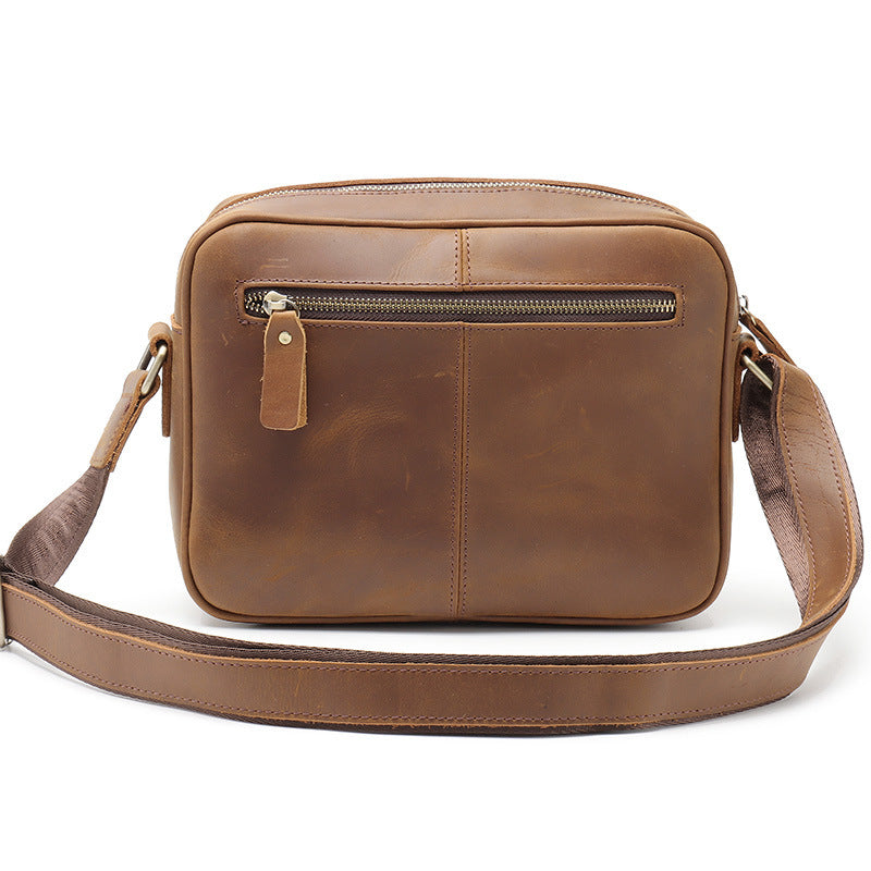 Hot Mens Single Shoulder Messenger Bag Retro Cowhide Casual Business Document Messenger Bag